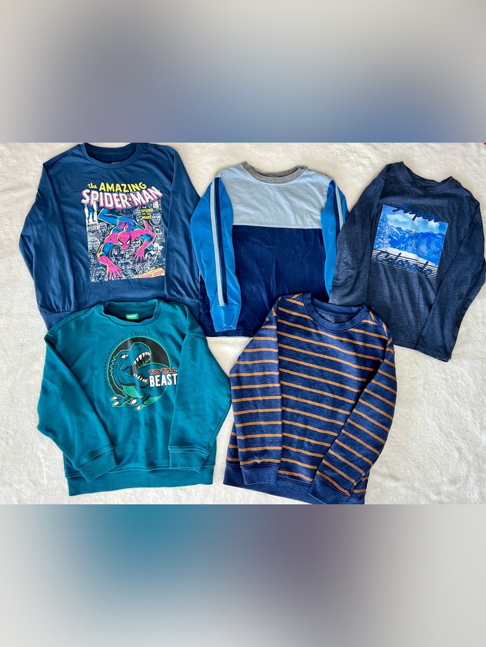 5 Boys Long Sleeve Shirts Bundle